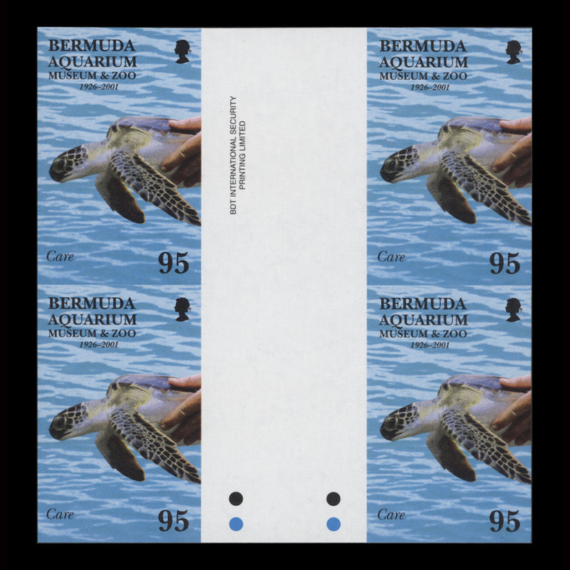 Bermuda 2001 Aquarium Anniversary imperforate proof gutter block