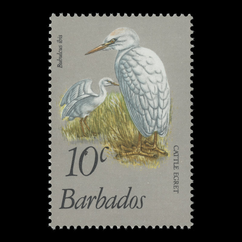 Barbados 1979 (Variety) 10c Cattle Egret with watermark to right