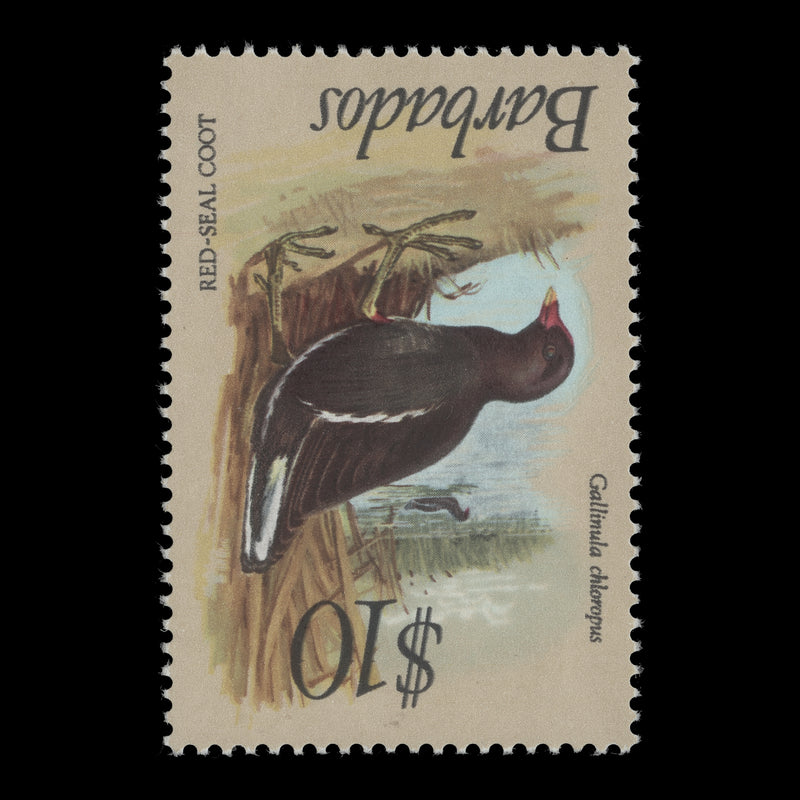 Barbados 1979 (Variety) $10 Red Seal Coot with inverted watermark