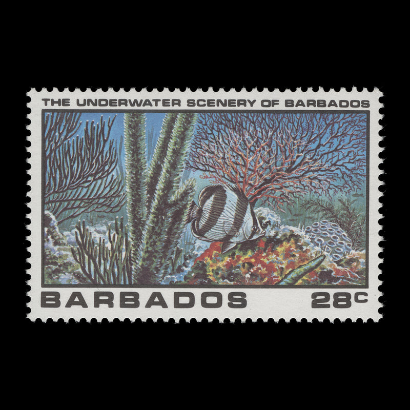 Barbados 1980 (Variety) 28c Underwater Scenery with watermark to right