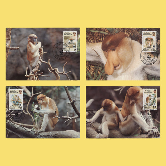 Brunei 1991 Proboscis Monkey first day postcards