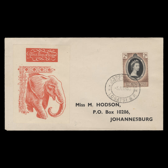 Bechuanaland 1953 (FDC) 2d Coronation, LOBATSI