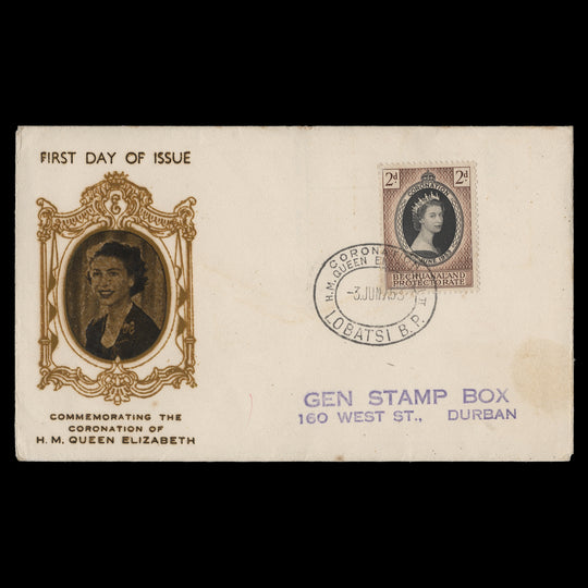 Bechuanaland 1953 (FDC) 2d Coronation, LOBATSI