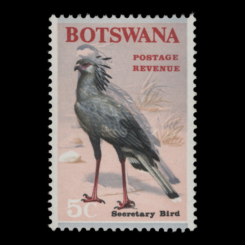 Botswana 1967 (Variety) 5c Secretary Bird with grey-blue shift