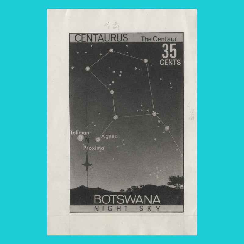 Botswana 1972 Centaurus Constellation/Night Sky photographic proof