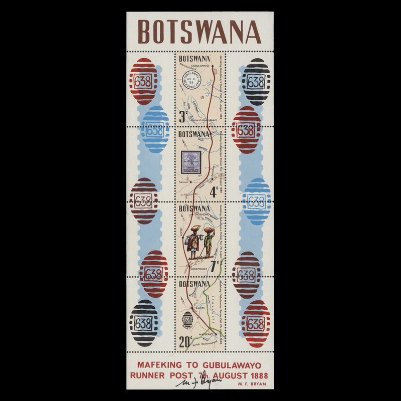 Botswana 1972 (MNH) Runner Post miniature sheet signed by designer