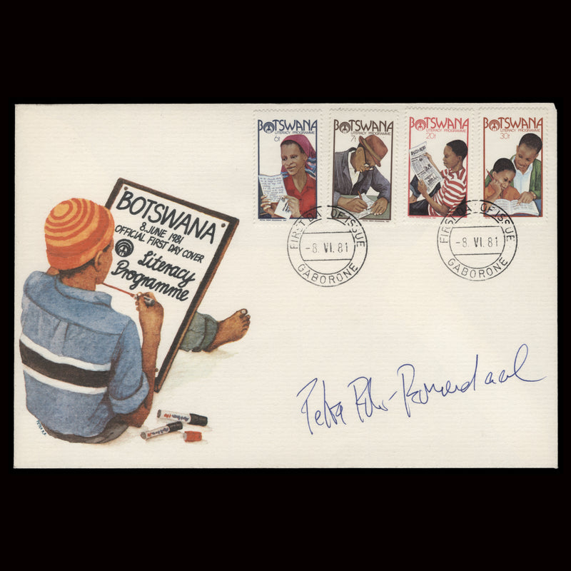 Botswana 1981 Literacy Programme first day cover signed by designer