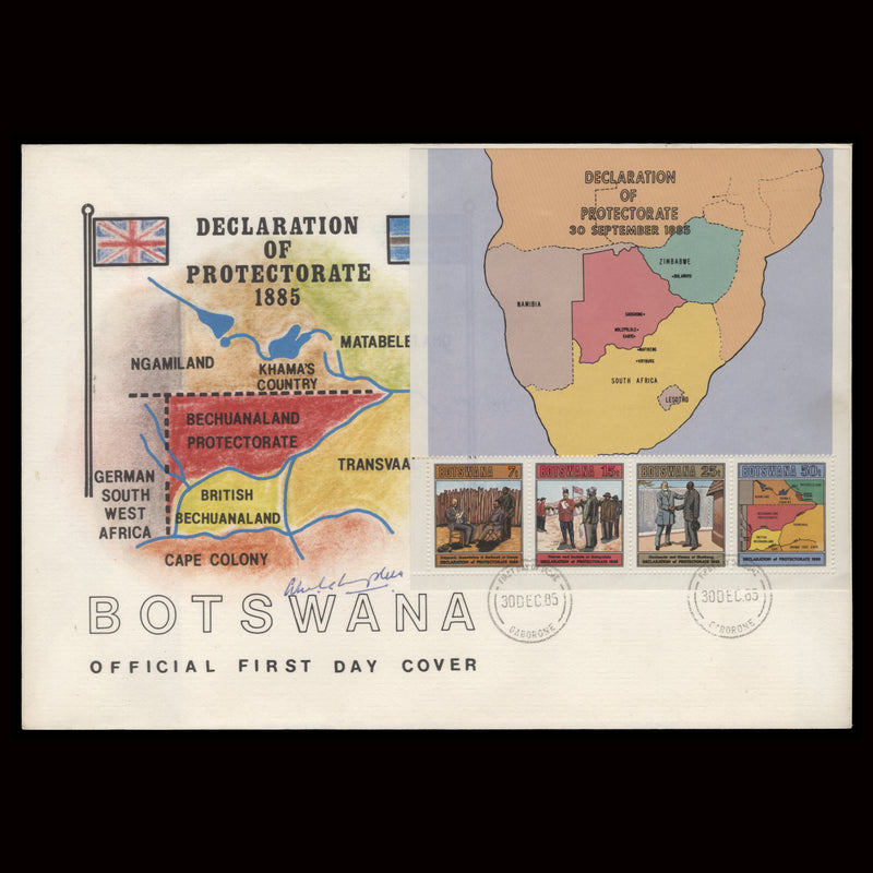 Botswana 1985 Protectorate Centenary first day cover signed by designer