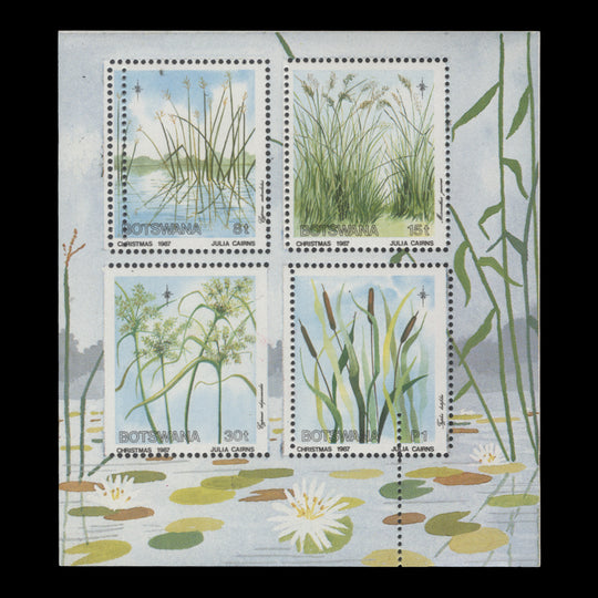 Botswana 1987 (Variety) Christmas/Grasses and Sedges miniature sheet with 30t imperf vertically