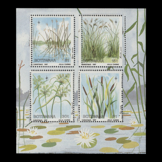 Botswana 1987 (Variety) Christmas/Grasses and Sedges miniature sheet with perforation shift