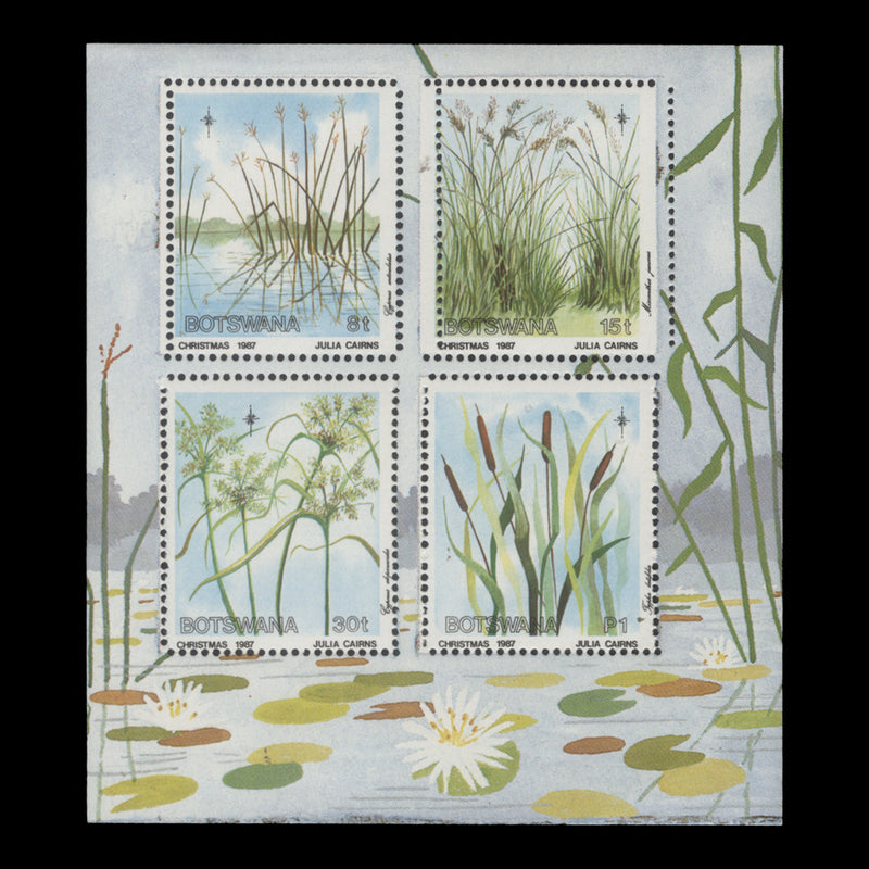 Botswana 1987 (Variety) Christmas/Grasses and Sedges miniature sheet with perforation shift
