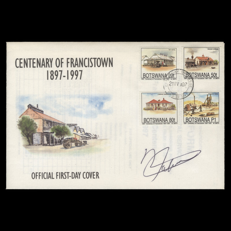 Botswana 1997 Francistown Centenary first day cover signed by designer