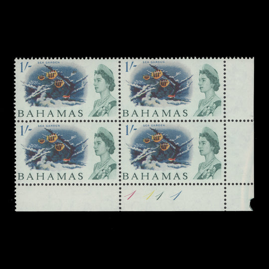Bahamas 1965 (MNH) 1s Sea Garden plate 1–1–1 block