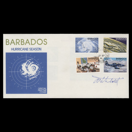 Barbados 1981 Hurricane Season first day cover signed by Tony Theobald