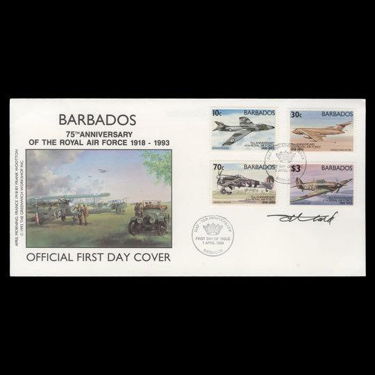 Barbados 1993 Royal Air Force Anniversary first day cover signed by designer