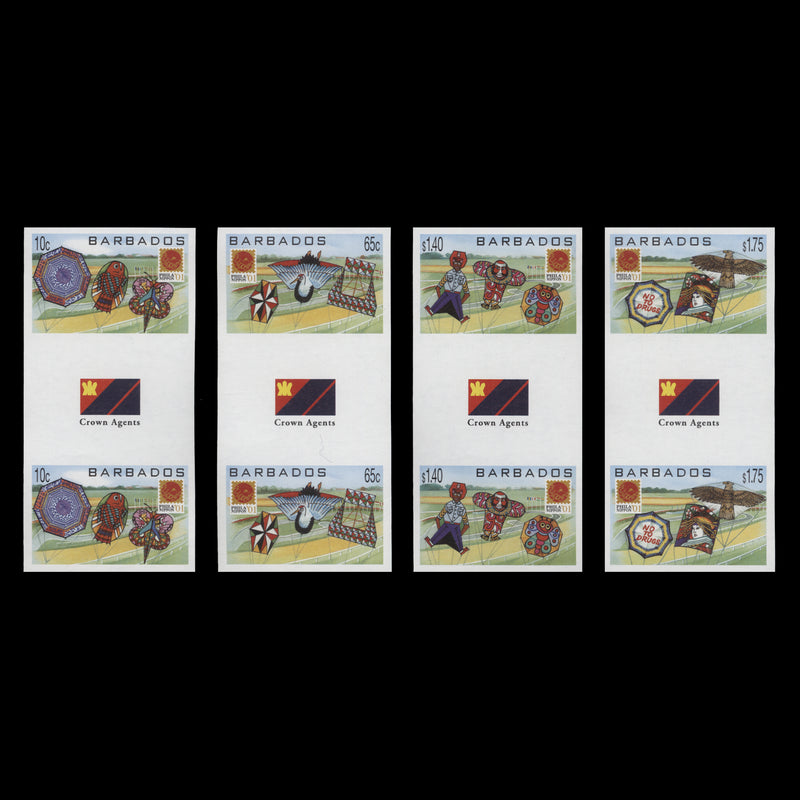Barbados 2001 Stamp Exhibition, Tokyo imperf proof gutter pairs