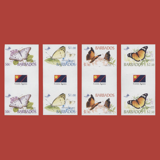Barbados 2005 Butterflies imperf proof gutter pairs