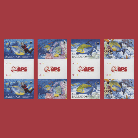 Barbados 2006 Queen Triggerfish imperf proof gutter pairs