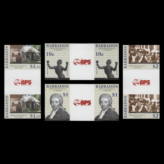 Barbados 2007 Abolition of Slavery Bicentenary imperf proof gutter pairs