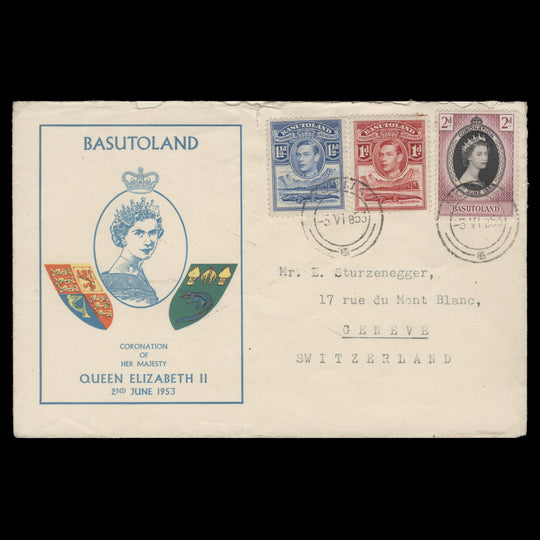 Basutoland 1953 Coronation first day cover, MORIJA