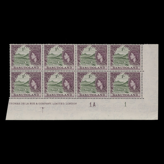 Basutoland 1954 (MNH) 1s Pastoral Scene imprint/plate 1A–1 block
