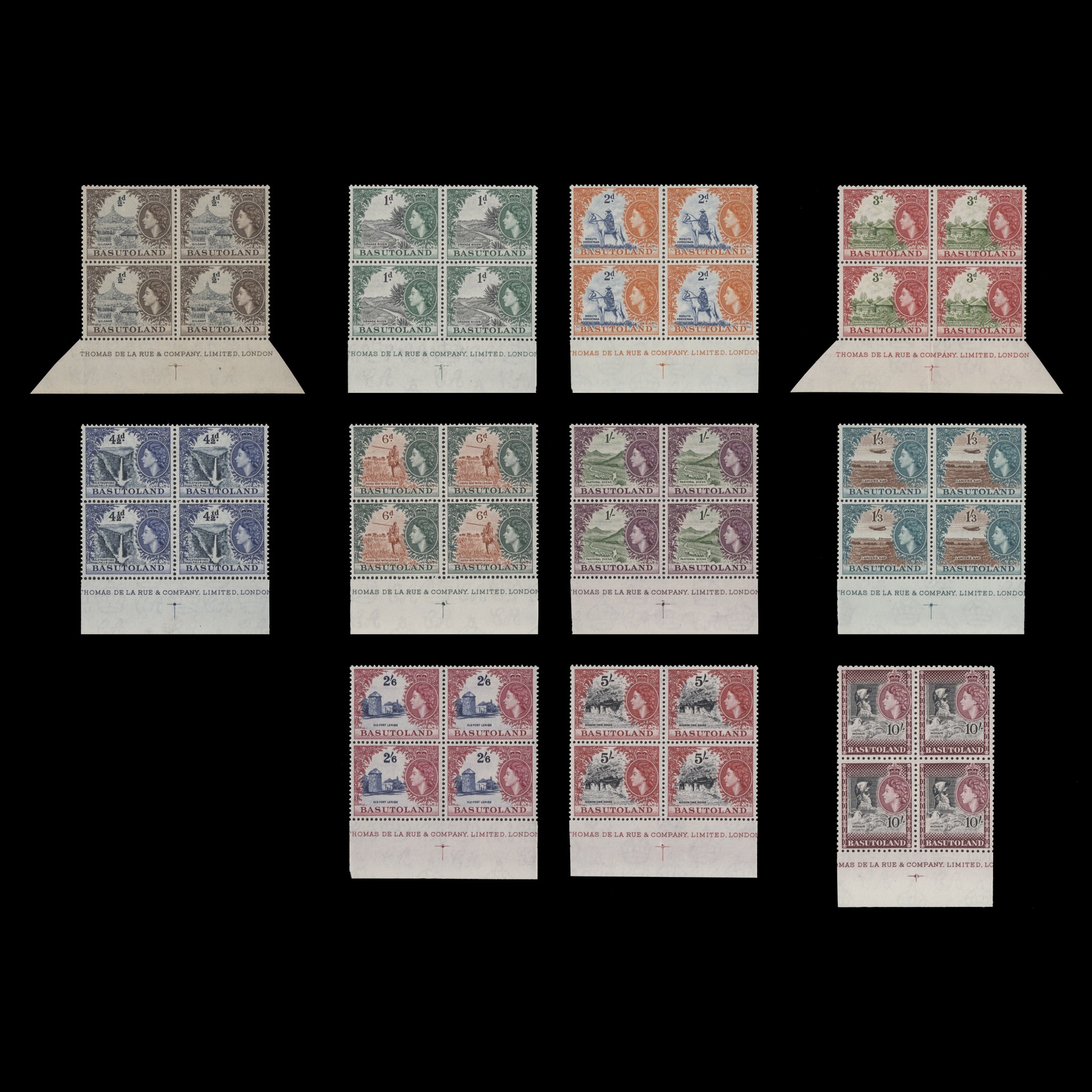 Basutoland 1954 (MNH) Definitives imprint blocks – ZEBOOSE.COM