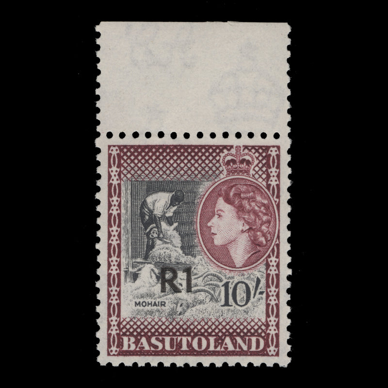 Basutoland 1961 (MNH) R1/10s Mohair with type III surcharge