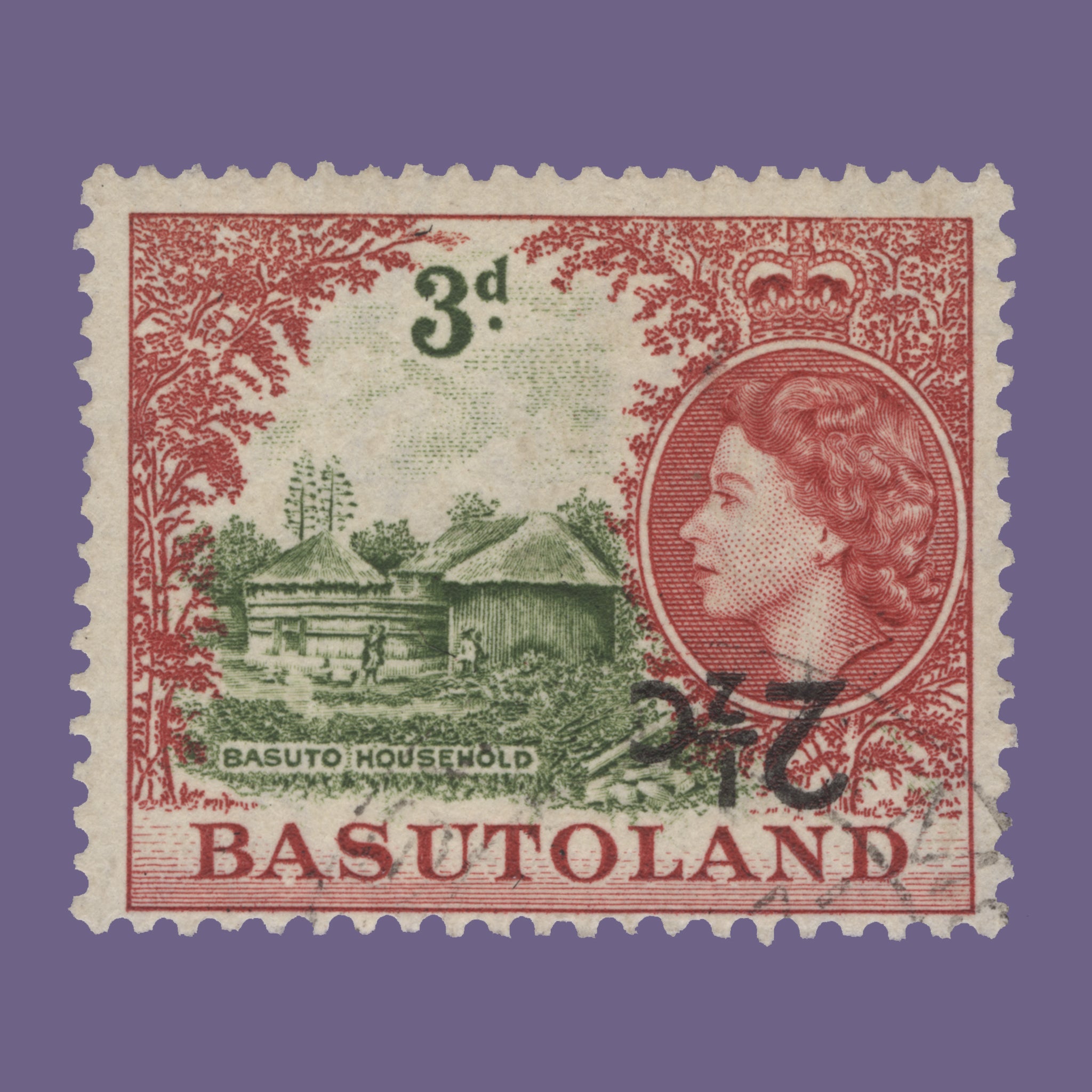 Basutoland 1961 (Variety) 2½c/3d Basuto Household with inverted surcha ...