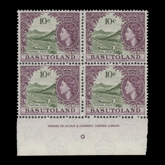Basutoland 1962 (MNH) 10c Pastoral Scene imprint block, script CA watermark