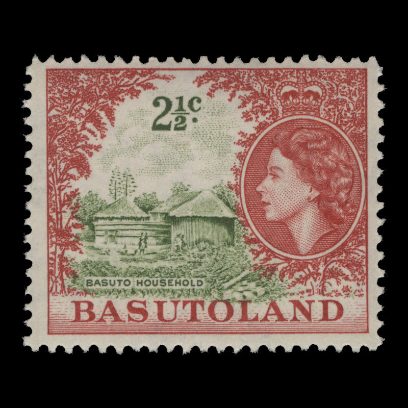 Basutoland 1962 (MNH) 2½c Basuto Household with script watermark, pale yellow-green