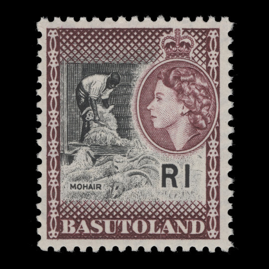 Basutoland 1963 (MNH) R1 Mohair with script watermark, maroon