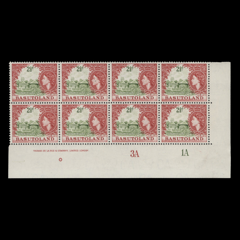 Basutoland 1964 (MNH) 2½c Basuto Household imprint/plate 3A–1A block