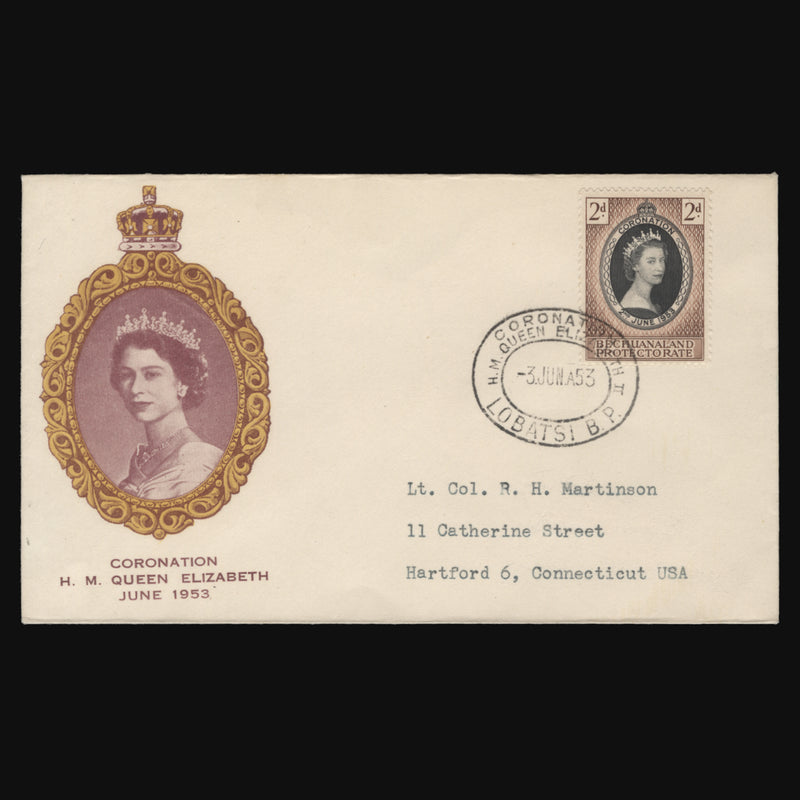 Bechuanaland 1953 Coronation first day cover, LOBATSI