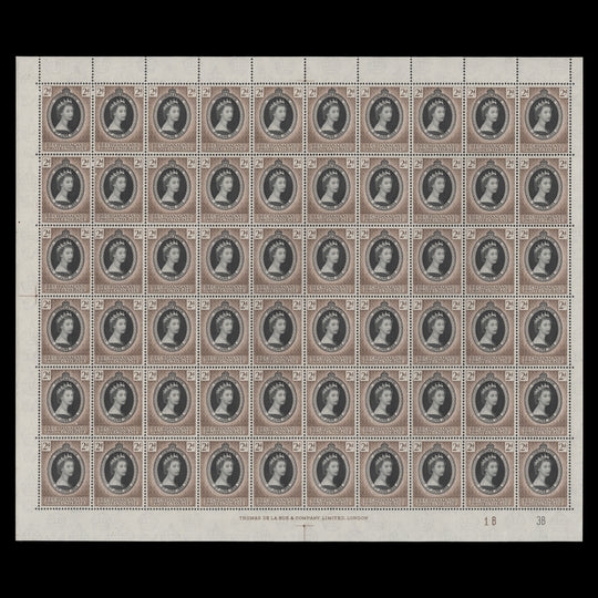 Bechuanaland 1953 (MNH) 2d Coronation plate 1B–3B pane of 60 stamps