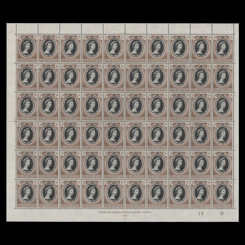 Bechuanaland 1953 (MNH) 2d Coronation plate 1B–3B pane of 60 stamps
