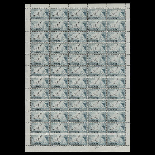 Bermuda 1953 (MNH) 6d White-Tailed Tropic Bird plate 1a–1a pane of 60 stamps