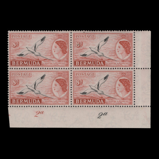 Bermuda 1956 (MLH) 8d White-Tailed Tropic Bird plate 2a–2a block