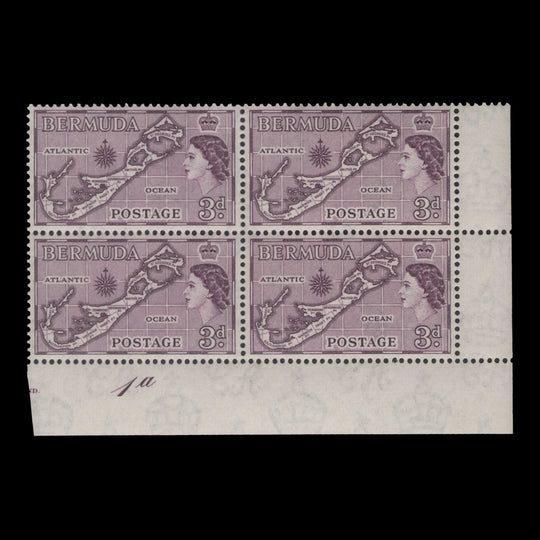 Bermuda 1957 (MLH) 3d Map plate 1a block, die II