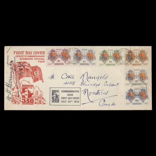 Bermuda 1959 Anniversary of First Settlement first day cover signed by designer