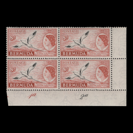 Bermuda 1960 (MLH) 8d White-Tailed Tropic Bird plate 1a–2a block