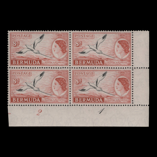 Bermuda 1962 (MLH) 8d White-Tailed Tropic Bird plate 2–1 block