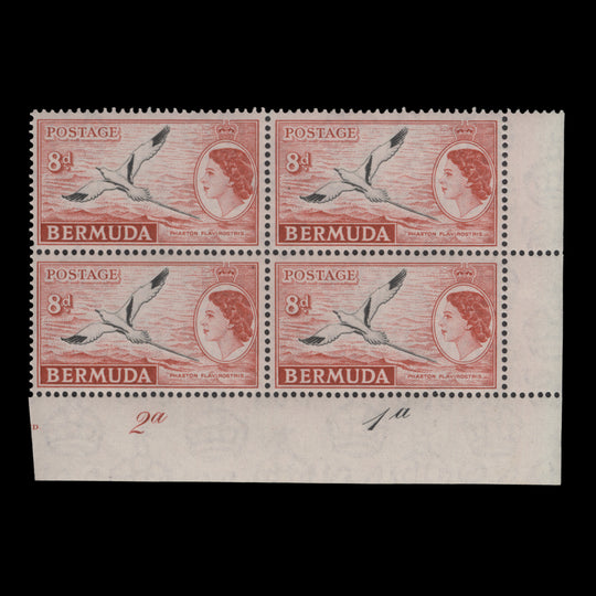 Bermuda 1962 (MLH) 8d White-Tailed Tropic Bird plate 2a–1a block