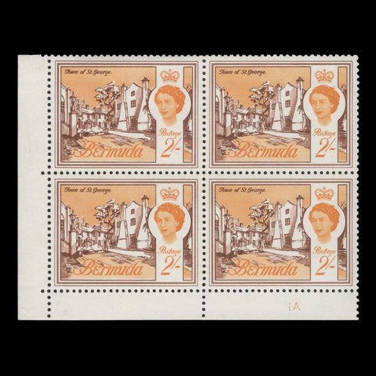 Bermuda 1966 (Variety) 2s Town of St George block with phantom plate number