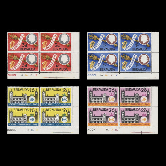 Bermuda 1968 (MNH) New Constitution plate blocks