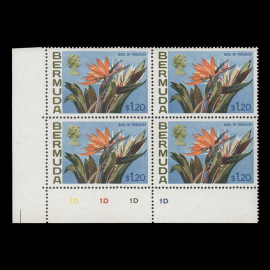 Bermuda 1970 (MNH) $1.20 Bird of Paradise plate 1D–1D–1D–1D block