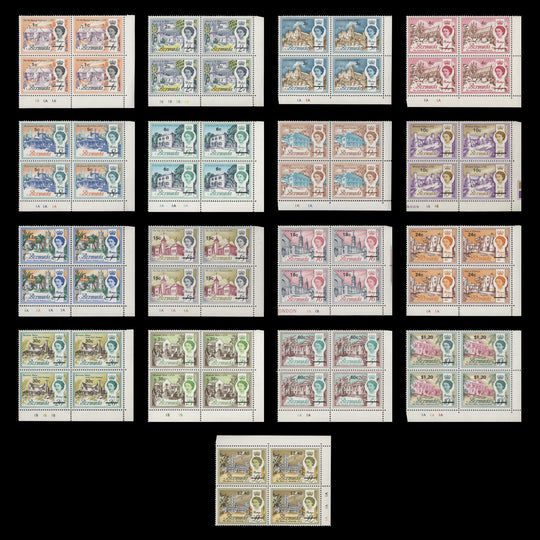 Bermuda 1970 (MNH) Architecture Provisionals plate blocks