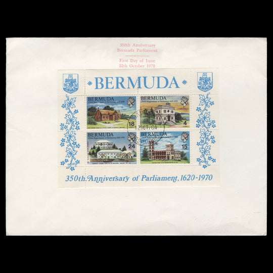 Bermuda 1970 Parliament Anniversary miniature sheet first day cover, HAMILTON