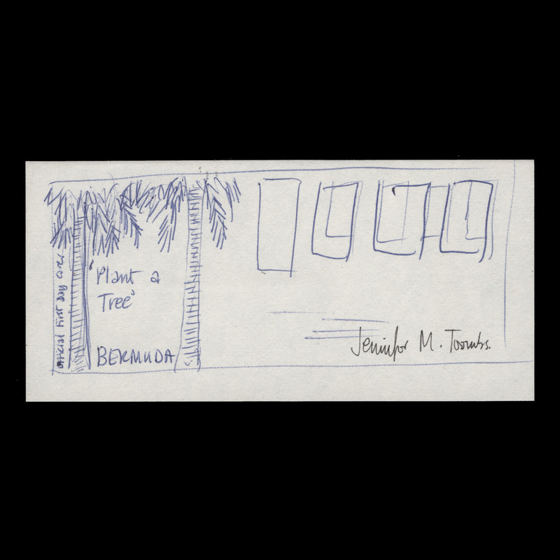 Bermuda 1973 Tree Planting Year first day cover essay signed by Jennifer Toombs