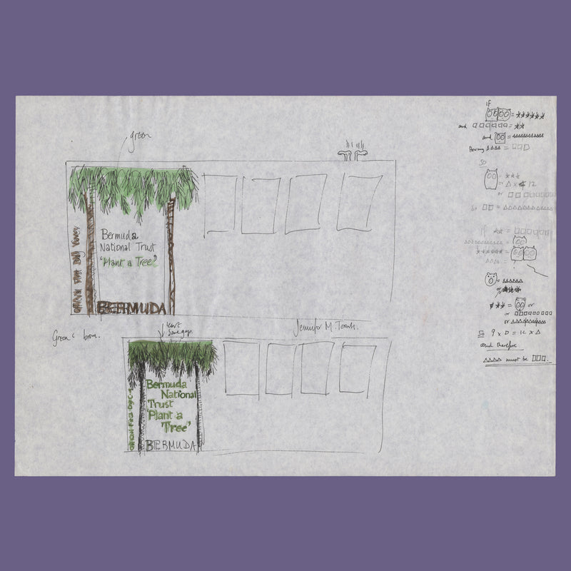 Bermuda 1973 Tree Planting Year first day cover pen and watercolour essay