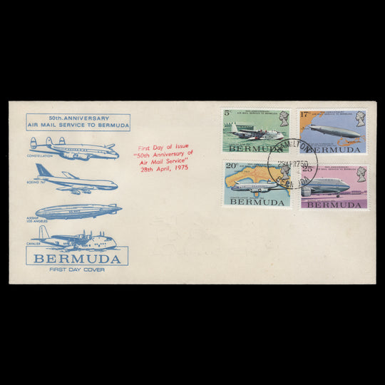 Bermuda 1975 Air Mail Service Anniversary first day cover, HAMILTON